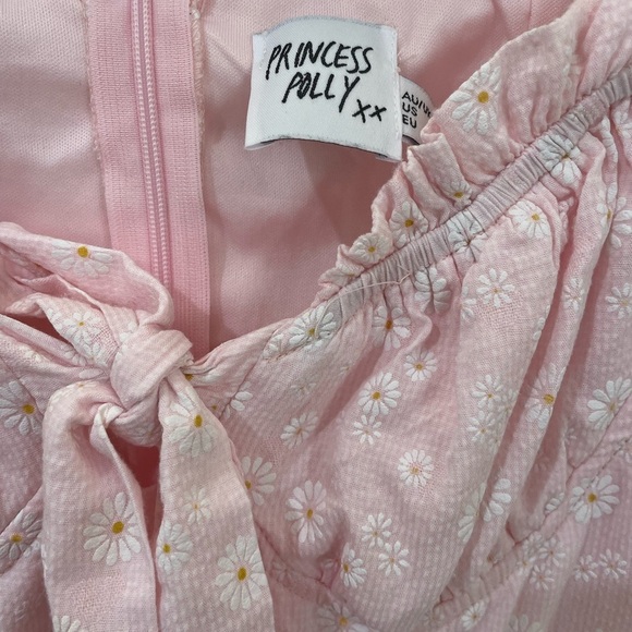 Princess Polly Light Pink Tiny Daisies Print Bow Ruffles  Mini Dress Size 2 - Picture 7 of 8